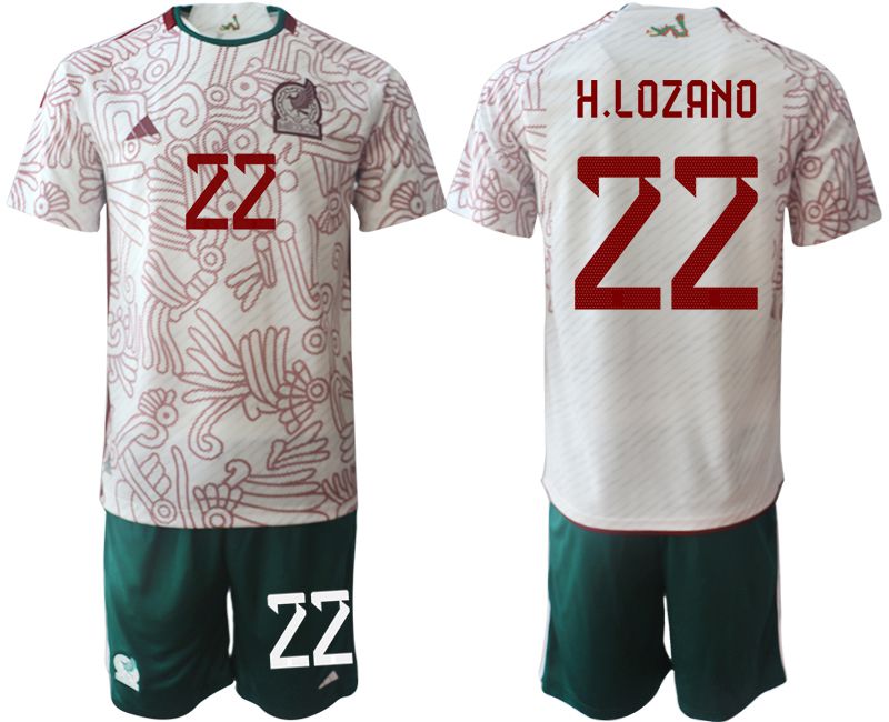 Men 2022 World Cup National Team Mexico away white #22 Soccer Jerseys